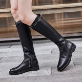 Arden Furtado Fashion Women's Shoes Winter   Elegant Ladies Boots pure color Women's Boots Knee High Boots  Leather Concise