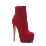 Arden Furtado Fashion Women's Shoes Winter Stilettos Heels Zipper Sexy Elegant Ladies red platform ankle Boots