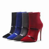 Arden Furtado Fashion Women's Shoes Winter Pointed Toe Stilettos Heels Zipper  Sexy Elegant Ladies Boots Concise Short Boots