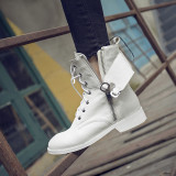 Arden Furtado Fashion Women's Shoes Winter Elegant Ladies Boots Classics Buckle Genuine Leather white boots Matin boots 