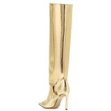 Arden Furtado Fashion Women's Shoes Winter Pointed Toe Stilettos Heels Sexy Elegant Ladies Boots gold  Knee High Boots