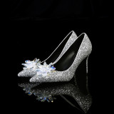 Arden Furtado Summer Fashion Trend Women's Shoes silver Pointed Toe Stilettos Heels  Mature Office Lady Pumps Wedding Shoes