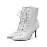 Arden Furtado Fashion Women's Shoes Winter Pointed Toe Stilettos Heels Zipper pure color Elegant Women's Boots Short Boots