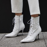 Arden Furtado Fashion Women's Shoes Winter Pointed Toe Stilettos Heels Zipper pure color Elegant Women's Boots Short Boots