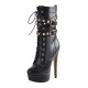 Arden Furtado Fashion Women's Shoes Winter Pointed Toe Stilettos Heels Rivet Zipper pure color Leather Buckle Elegant