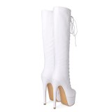 Arden Furtado Fashion Women's Shoes Winter Pointed Toe Stilettos Heels Zipper Sexy Cross Lacing  Ladies Boots Concise Mature