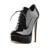 Arden Furtado Fashion Women's Shoes Winter Pointed Toe Stilettos Heels Sexy Elegant Ladies Boots Cross Lacing  pure color