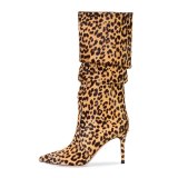 Arden Furtado Fashion Women's Shoes Winter  Pointed Toe Classics Stilettos Heels Slip-on Elegant Knee High Boots Concise Mature