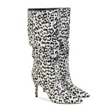 Arden Furtado Fashion Women's Shoes Winter  Pointed Toe Classics Stilettos Heels Slip-on Elegant Knee High Boots Concise Mature