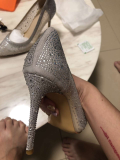 Arden Furtado summer 2019 fashion women's shoes pointed toe nude stilettos heels crystal rhinestone slip-on mesh pumps ladies wedding shoes