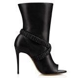 Arden Furtado Spring And autumn Fashion Women's Shoes pure color Buckle Peep Toe  Concise Women's Boots Short Boots Leather