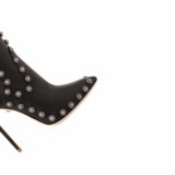 Arden Furtado Fashion Women's Shoes Winter Pointed Toe Stilettos Heels Zipper Leather  Classics Rivet Over The Knee High boots