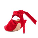 Arden Furtado Summer Fashion Trend Women's Shoes   Sexy Elegant pure color red Lace up Party Shoes Concise Mature Big size 45