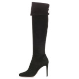 Arden Furtado Fashion Women's Shoes Winter Pointed Toe Stilettos Heels Zipper pure color Concise suede Over The Knee High Boots