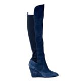 Arden Furtado Fashion Women's Shoes Winter  Pointed Toe  Sexy Elegant Ladies Boots Concise Mature blue suede wedges Knee High Boots