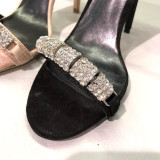 Arden Furtado Summer Fashion Women's Shoes Stilettos Heels  Sexy Elegant Narrow Band Crystal Rhinestone Sandals Buckle Mature 
