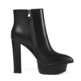 Arden Furtado Fashion Women's Shoes Winter Pointed Toe Chunky Heels Zipper  Sexy Elegant Ladies Boots Concise Mature Waterproof