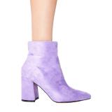 Arden Furtado Fashion Women's Shoes Winter Pointed Toe Chunky Heels Zipper purple Sexy Elegant Ladies Boots Leather Short Boots