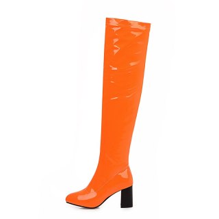 Arden Furtado Fashion Women's Shoes Winter Pointed Toe Chunky Heels Zipper Sexy Elegant Ladies green Orange Boots 