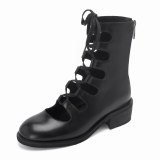 Arden Furtado Summer Fashion Trend Women's Shoes Sexys Concise pure color Elegant Ladies Boots Cross Lacing Leather Concise