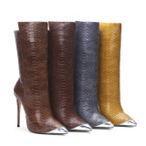 Arden Furtado Fashion Women's Shoes Winter Pointed Toe Stilettos Heels Zipper Elegant Ladies Boots half boots