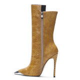 Arden Furtado Fashion Women's Shoes Winter Pointed Toe Stilettos Heels Zipper Elegant Ladies Boots half boots