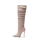 Arden Furtado Fashion Women's Shoes Winter Pointed Toe Stilettos Heels Sexy Elegant Ladies Boots pure color Slip-on Women's Boot