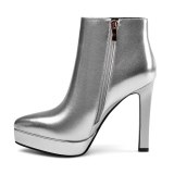 Arden Furtado Fashion Women's Shoes Winter Pointed Toe Chunky Heels Zipper pure color Waterproof Short Boots Leather Classics