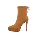 Arden Furtado Fashion Women's Shoes Winter  Pointed Toe Stilettos Heels  Sexy Elegant Ladies Boots Concise pure color Short Boot