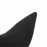 Arden Furtado Fashion Women's Shoes Winter  Pointed Toe Chunky Heels Pleated pure color Slip-on Women's Boots Leather Classics