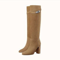  spring autumn chunky heels brown metal decoration big size knee high boots high heels fashion shoes