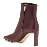 Arden Furtado Fashion Women's Shoes Winter Chunky Heels Zipper Leather brown Sexy Elegant Ladies Boots burgundy ankle Boots