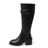 Arden Furtado Fashion Women's Shoes Winter Round Toe  Sexy Elegant Leather Ladies Boots Zipper Concise Mature Knee High Boots