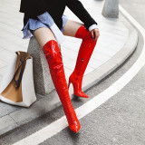 Arden Furtado Fashion Women's Shoes Winter Pointed Toe Stilettos Heels Zipper Ladies Boots red white Over The Knee High Boots stilettos boots stilettos boots