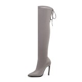 Arden Furtado Fashion Women's Shoes Winter khaki red Pointed Toe Stilettos Heels Zipper pure color Over The Knee High Boots