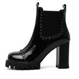 Arden Furtado Fashion Women's Shoes WinterElegant Slip-on Ladies Boots Mature Leather Waterproof Chunky Heels Concise Mature