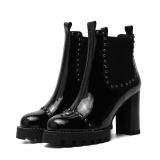 Arden Furtado Fashion Women's Shoes WinterElegant Slip-on Ladies Boots Mature Leather Waterproof Chunky Heels Concise Mature