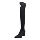 Arden Furtado Fashion Women's Shoes Winter Pointed Toe Chunky Heels  Sexy Elegant Ladies Boots Concise Over The Knee High Boots