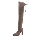 Arden Furtado Fashion Women's Shoes Winter Pointed ToeElegant  khaki Ladies Boots Suede Concise Mature Over The Knee High Boots