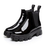 Arden Furtado Fashion Women's Shoes Winter pure color Slip-on Short Boots Slip on patent leather Concise Mature  Big size 43