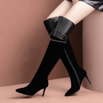 Arden Furtado Fashion Women's Shoes Winter Pointed Toe Stilettos Heels Zipper Mature Over The Knee High Boots Matte Office lady 