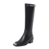 Arden Furtado Fashion Women's Shoes Winter  Sexy Elegant Ladies Boots Leather Concise White Mature pure color Knee High Boots