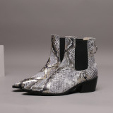 Arden Furtado Fashion Women's Shoes Winter Pointed Toe Chunky Heels Mature gold Classics Serpentine Back zipper Short Boots