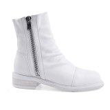 Arden Furtado Fashion Women's Shoes Winter pure color white new Zipper Mature Women's Boots Mature Leather Pleated Short Boots