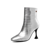 Arden Furtado Fashion Women's Shoes Winter  Pointed Toe Stilettos Heels Classics Zipper pure color Women's Boots Short Boots