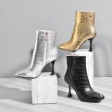 Arden Furtado Fashion Women's Shoes Winter  Pointed Toe Stilettos Heels Classics Zipper pure color Women's Boots Short Boots
