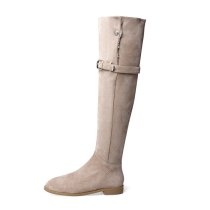 Arden Furtado Fashion Women's Shoes Winter  pure color apricot Concise Zipper Mature Classics Matte Over The Knee High Boots