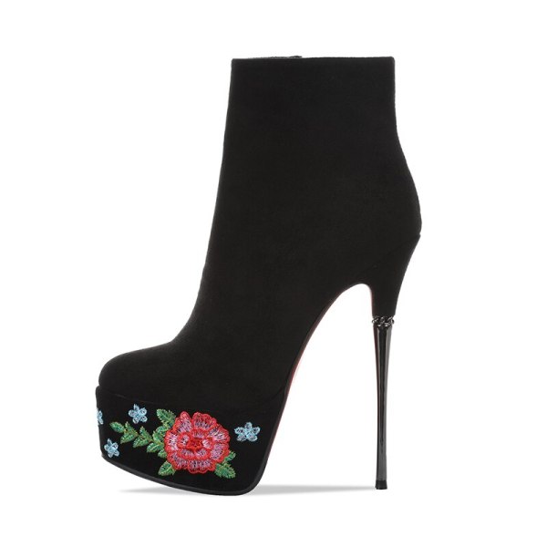 Arden Furtado Fashion Women's Shoes Winter  Pointed Toe Stilettos Heels Zipper Platform Elegant short Boots Concise Mature
