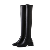 Arden Furtado Fashion Women's Shoes Winter Square Head Elegant Ladies Boots Concise Mature pure color Over The Knee High Boots