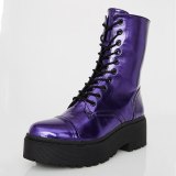 Arden Furtado Fashion Women's Shoes Winter pure color  purple yellow Cross Lacing Round Toe Matin Boots Short Boots Big size 42